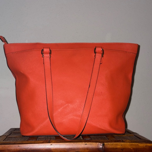 Calvin Klein Orange Saffiano Leather Tote Bag - Picture 10 of 16